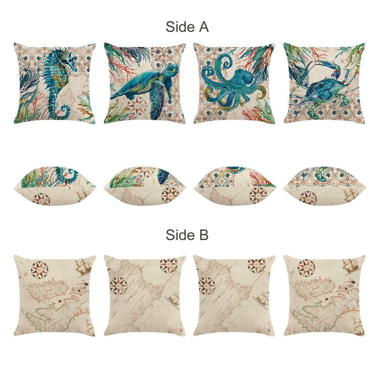 Sea Turtle Seahorse Throw Pillow Covers