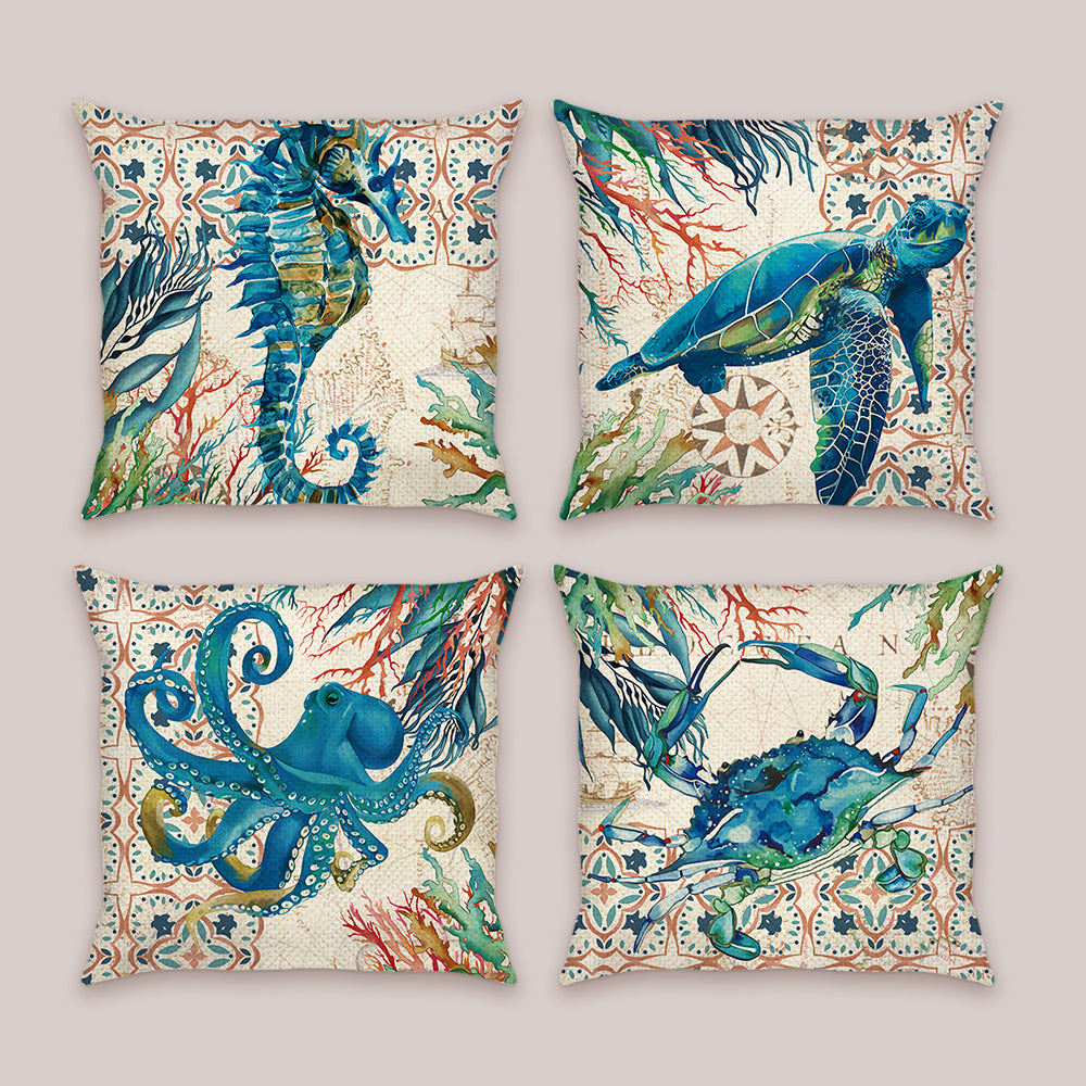 Sea Turtle Seahorse Throw Pillow Covers