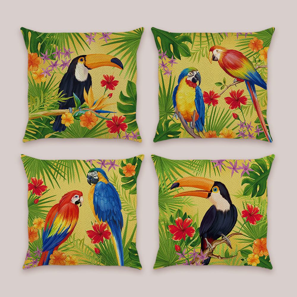 Tropical Toucan Parrot Throw Pillow Covers