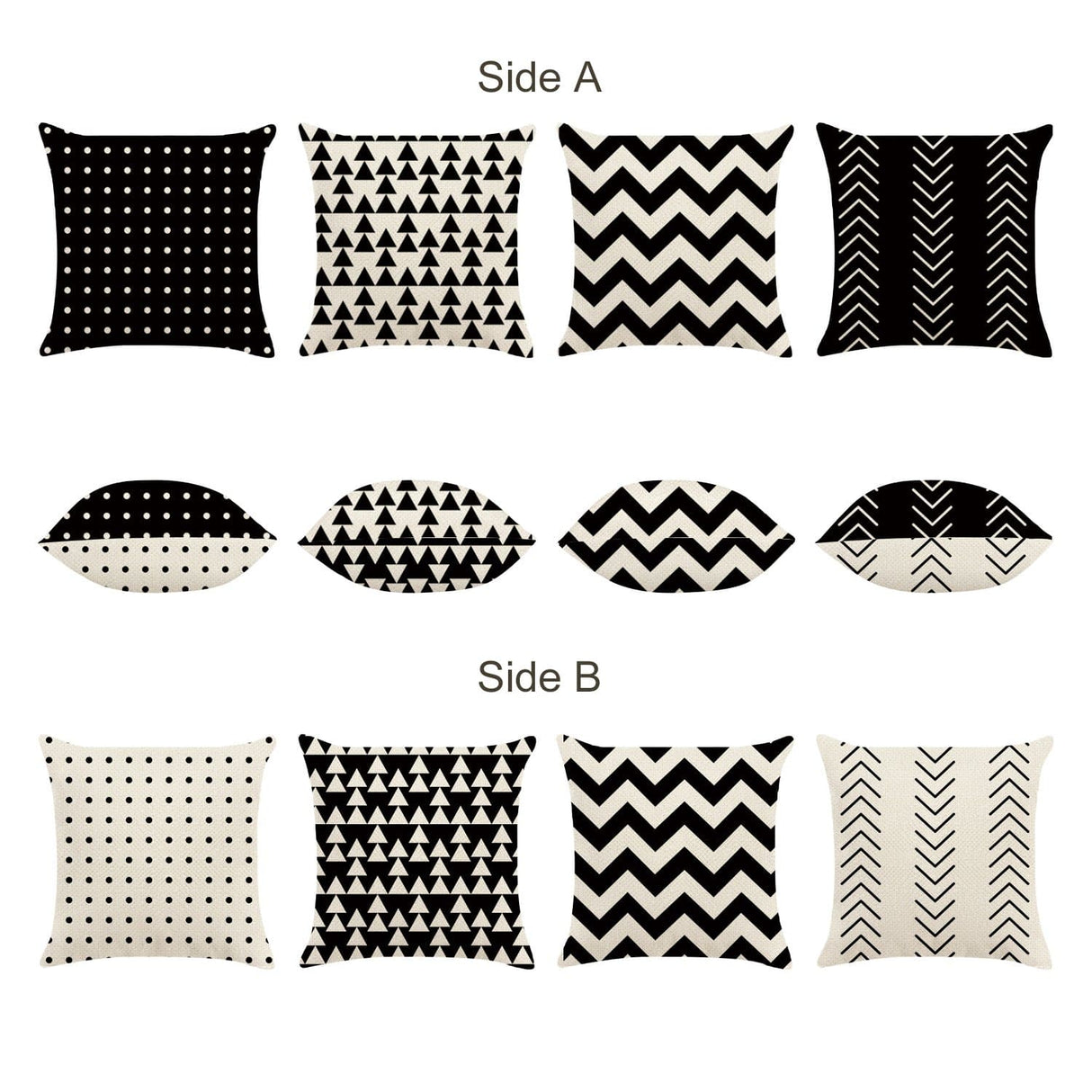 Black White Geometric Polka Dots Throw Pillow Covers