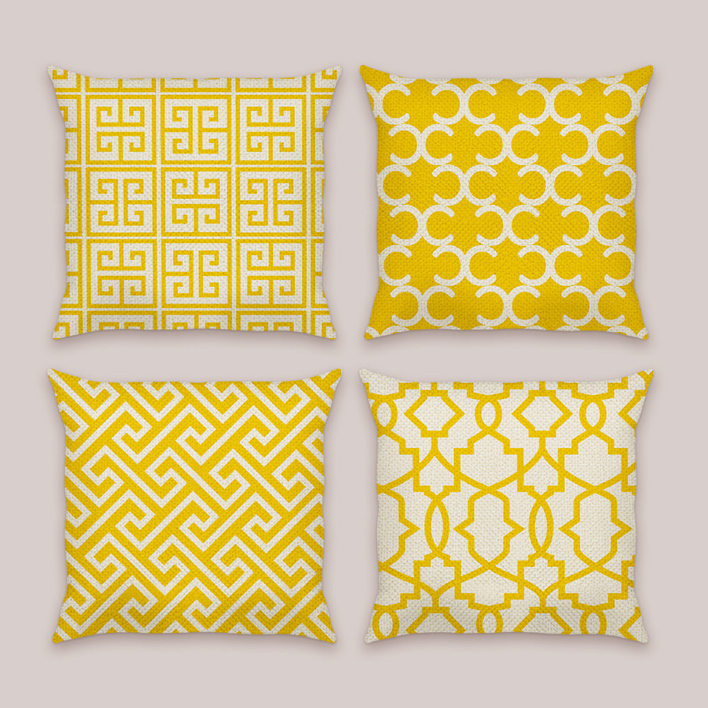 Yellow Modern Geometric Throw Pillow Covers