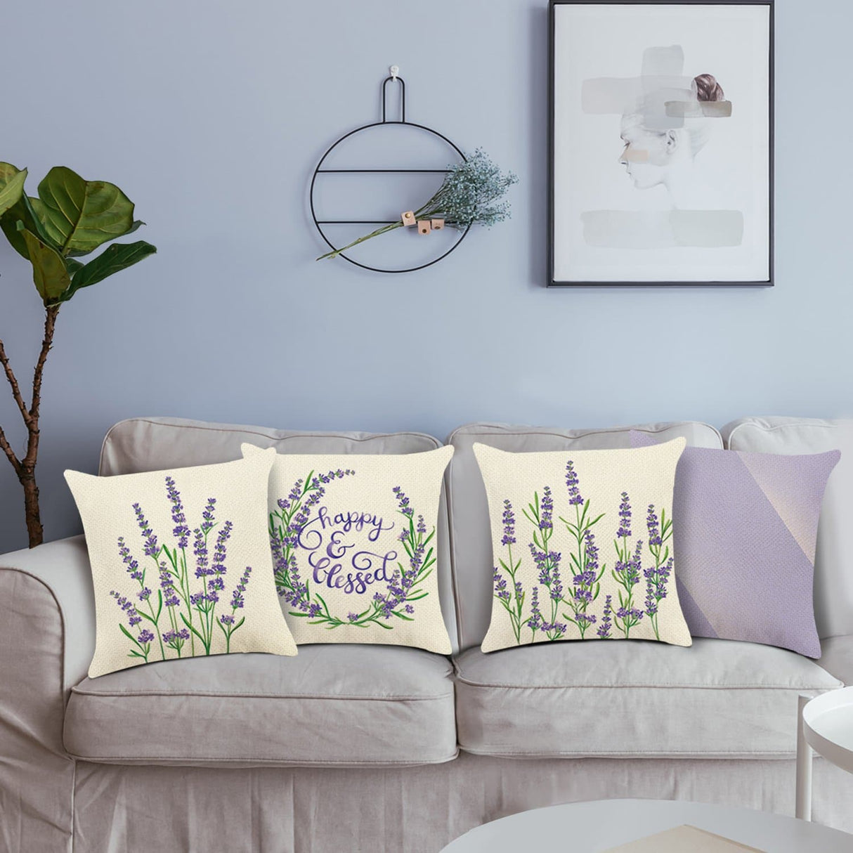 Purple Flower Lavender Throw Pillow Covers