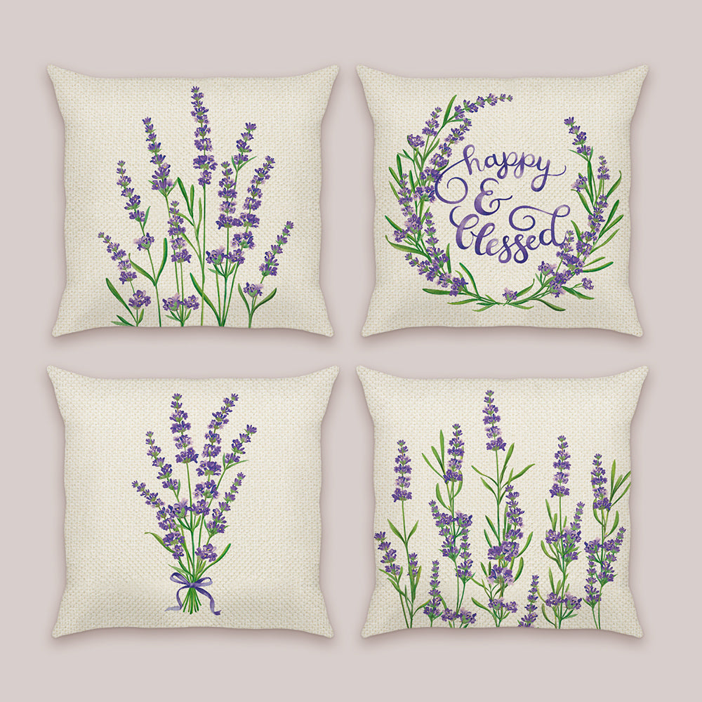 Purple Flower Lavender Throw Pillow Covers