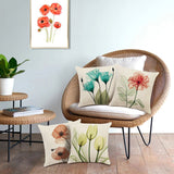 Tulips Rose Poppy Throw Pillow Covers