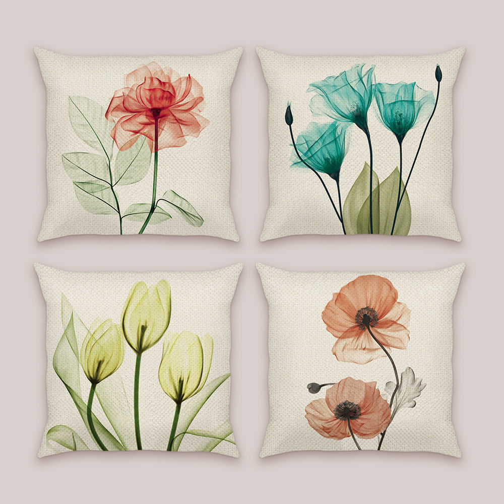 Tulips Rose Poppy Throw Pillow Covers