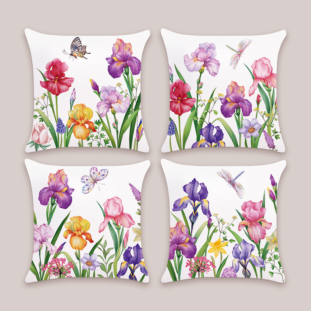 Narcissus Iris Floral Throw Pillow Covers