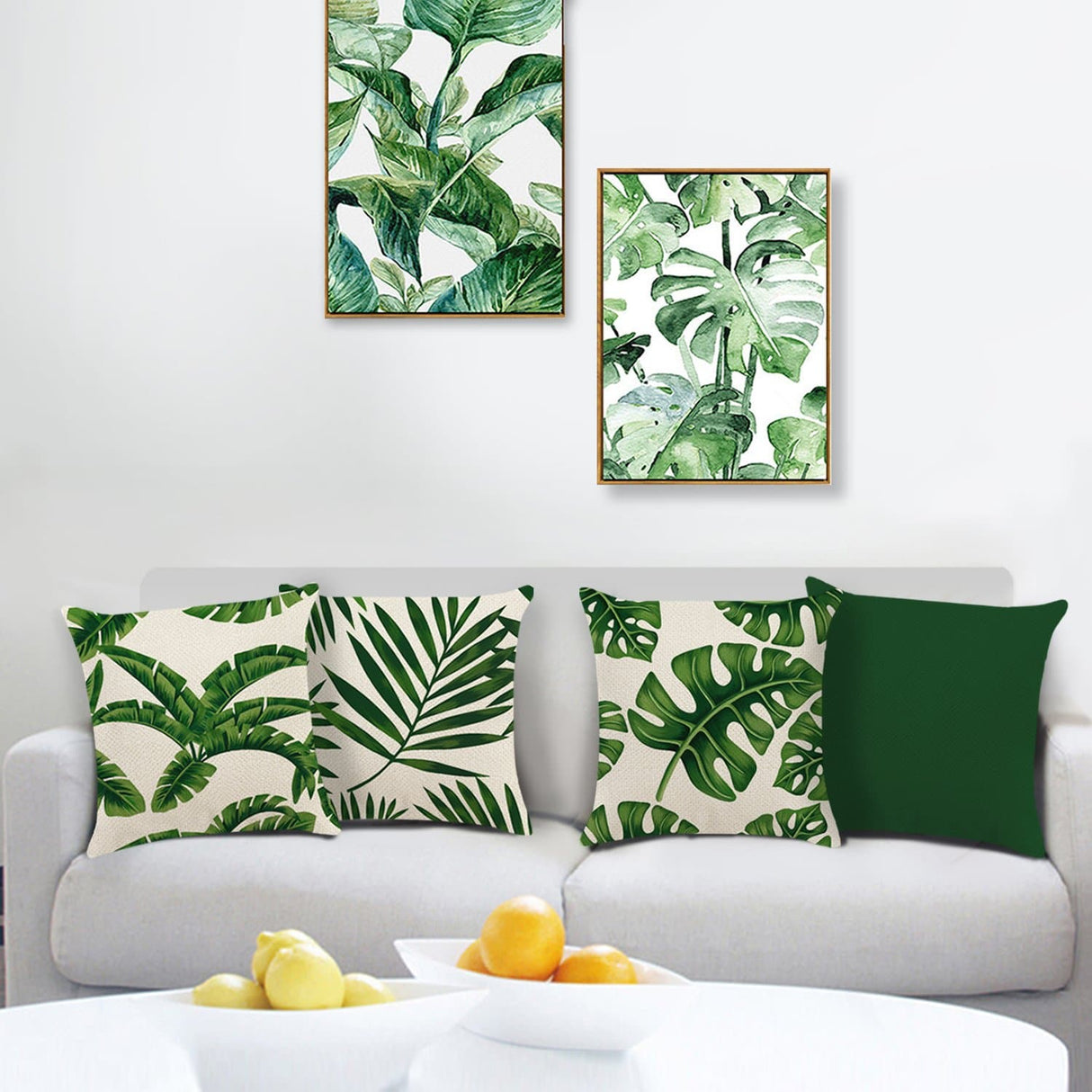 Tropical Palm Leaves Throw Pillow Covers