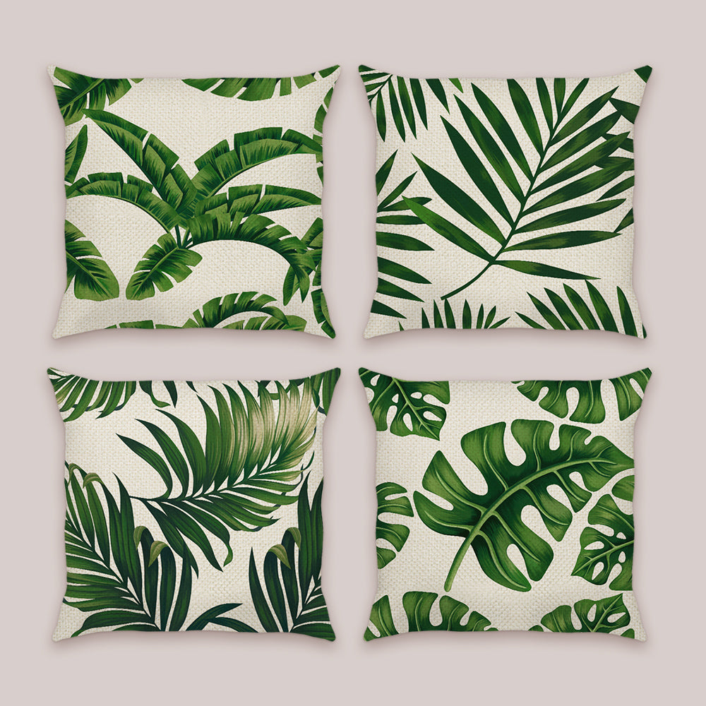 Tropical Palm Leaves Throw Pillow Covers