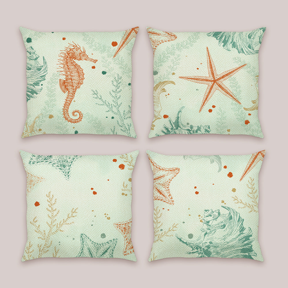 Beach Seahorse Starfish Throw Pillow Covers