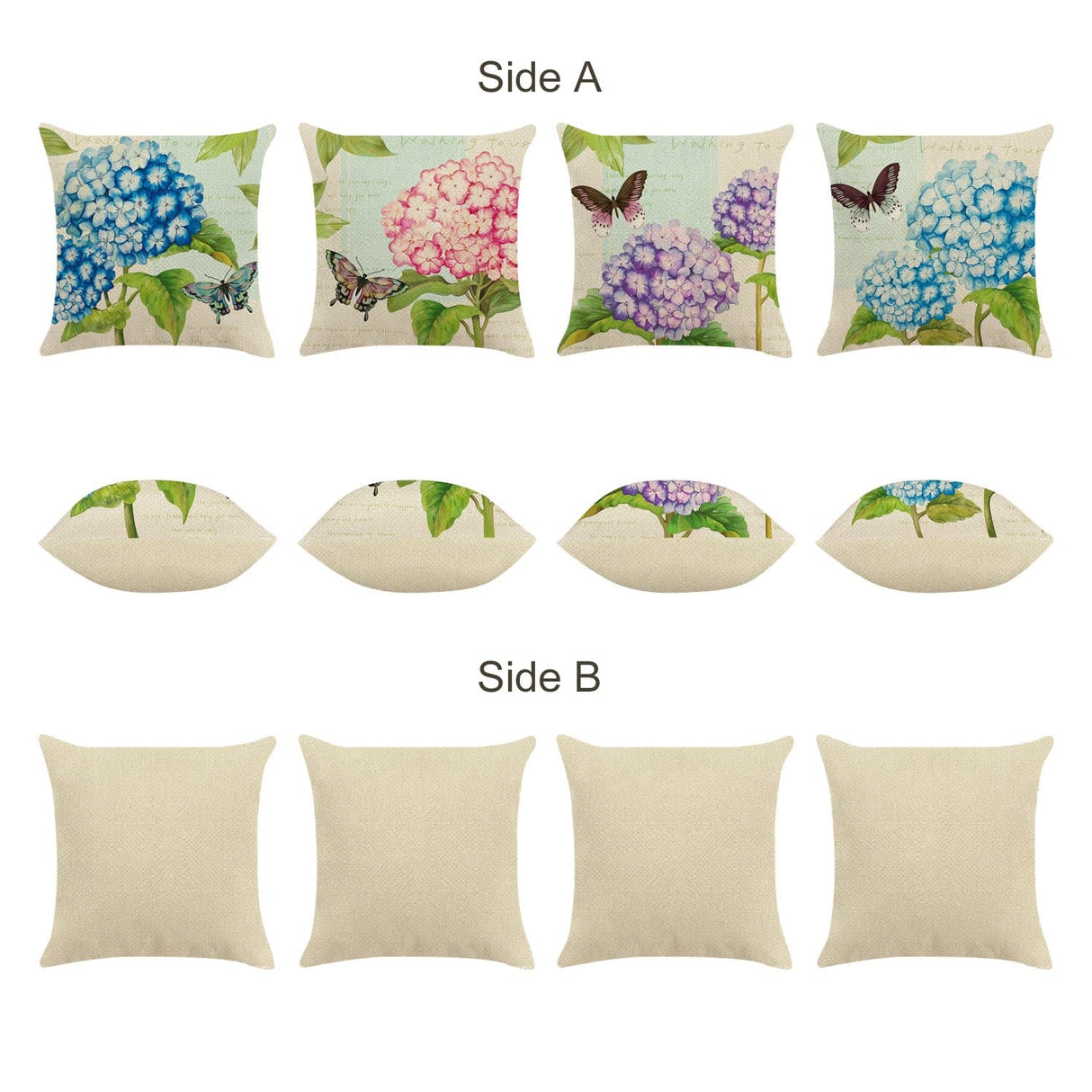 Vintage Hydrangea Flower Throw Pillow Covers