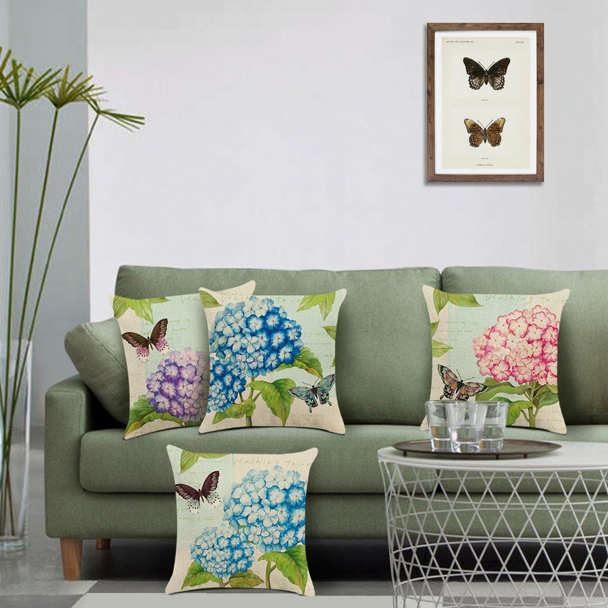 Vintage Hydrangea Flower Throw Pillow Covers