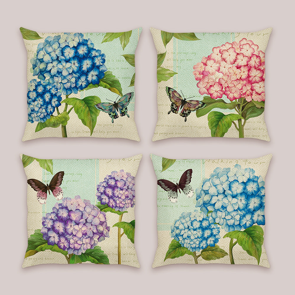 Vintage Hydrangea Flower Throw Pillow Covers