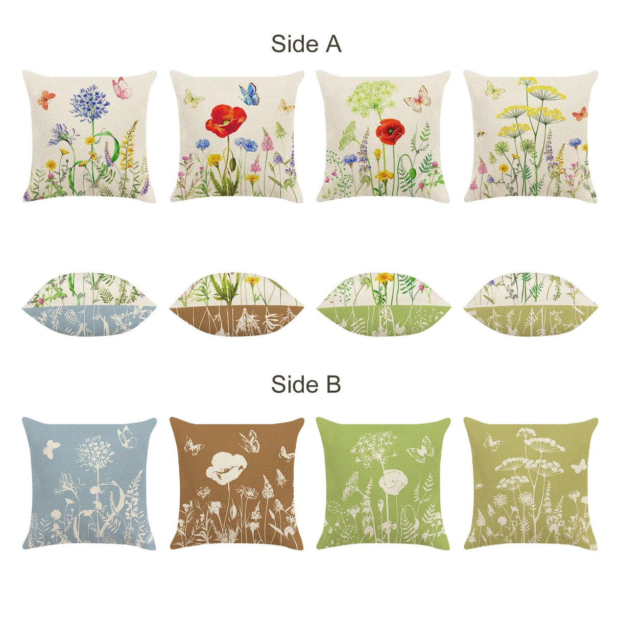 Garden Flower Throw Pillow Covers