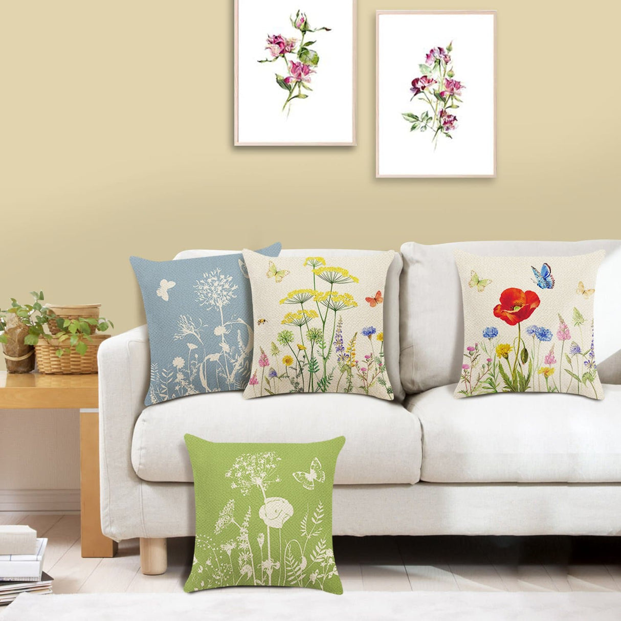 Garden Flower Throw Pillow Covers