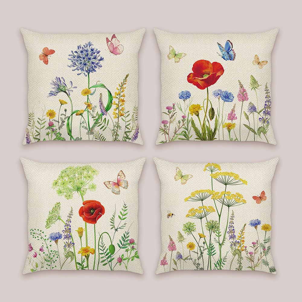 Garden Flower Throw Pillow Covers