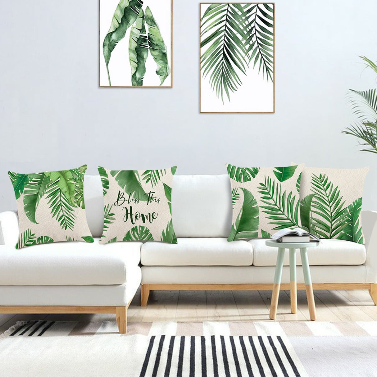 Tropical Leaves Throw Pillow Covers