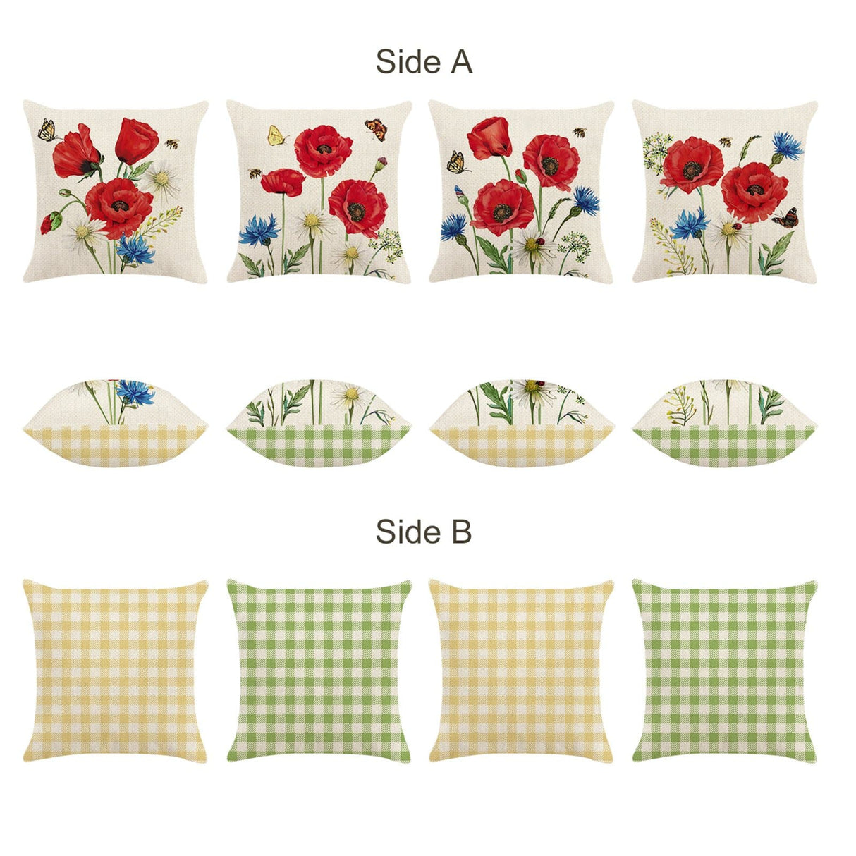 Poppy Flower Throw Pillow Covers