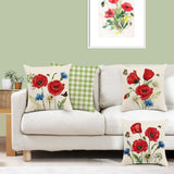 Poppy Flower Throw Pillow Covers