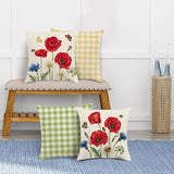 Poppy Flower Throw Pillow Covers