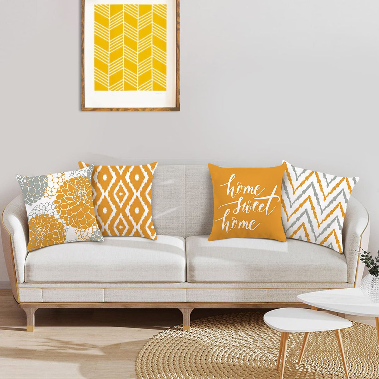 Yellow Geometric Throw Pillow Covers