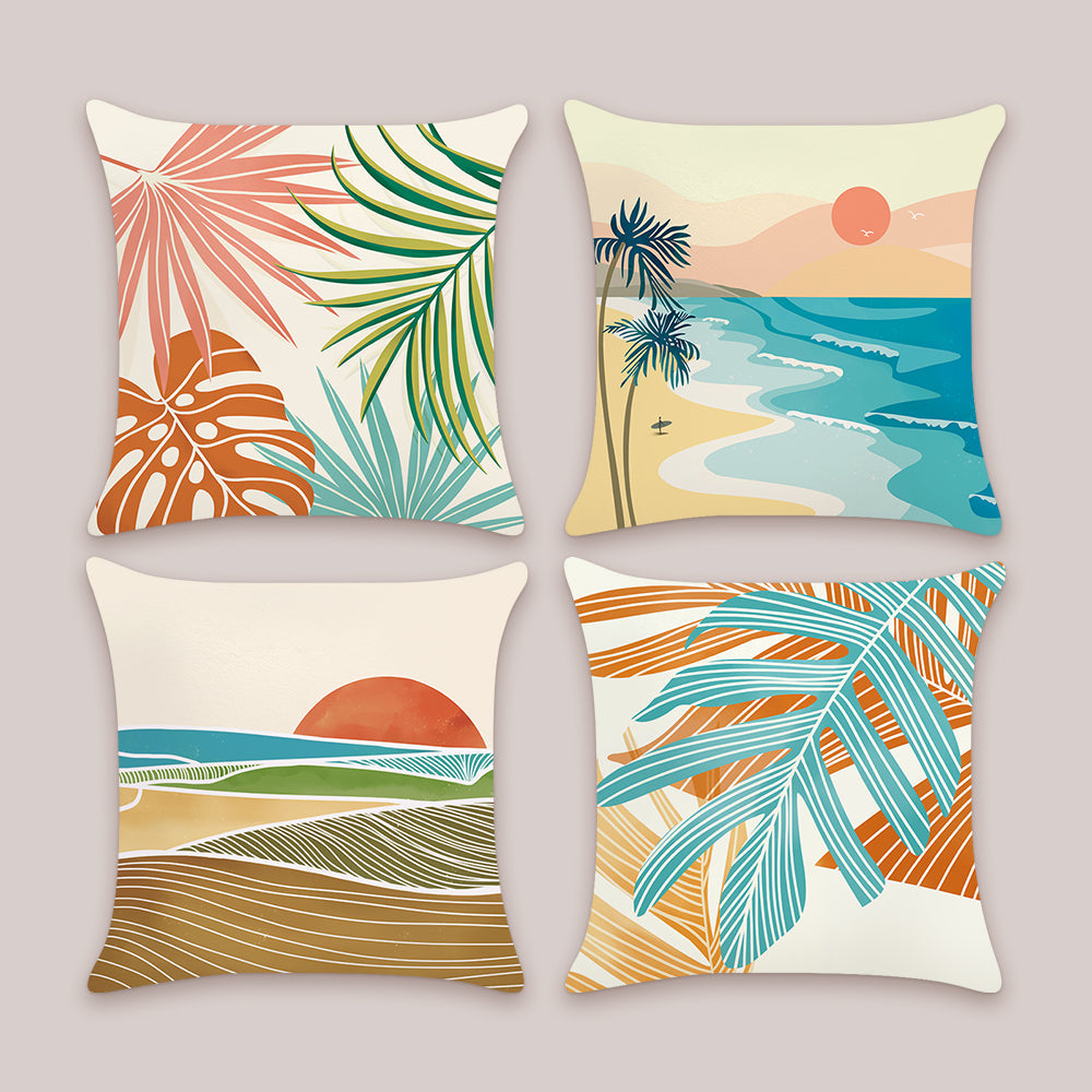 Tropical Palm Leaves Throw Pillow Covers