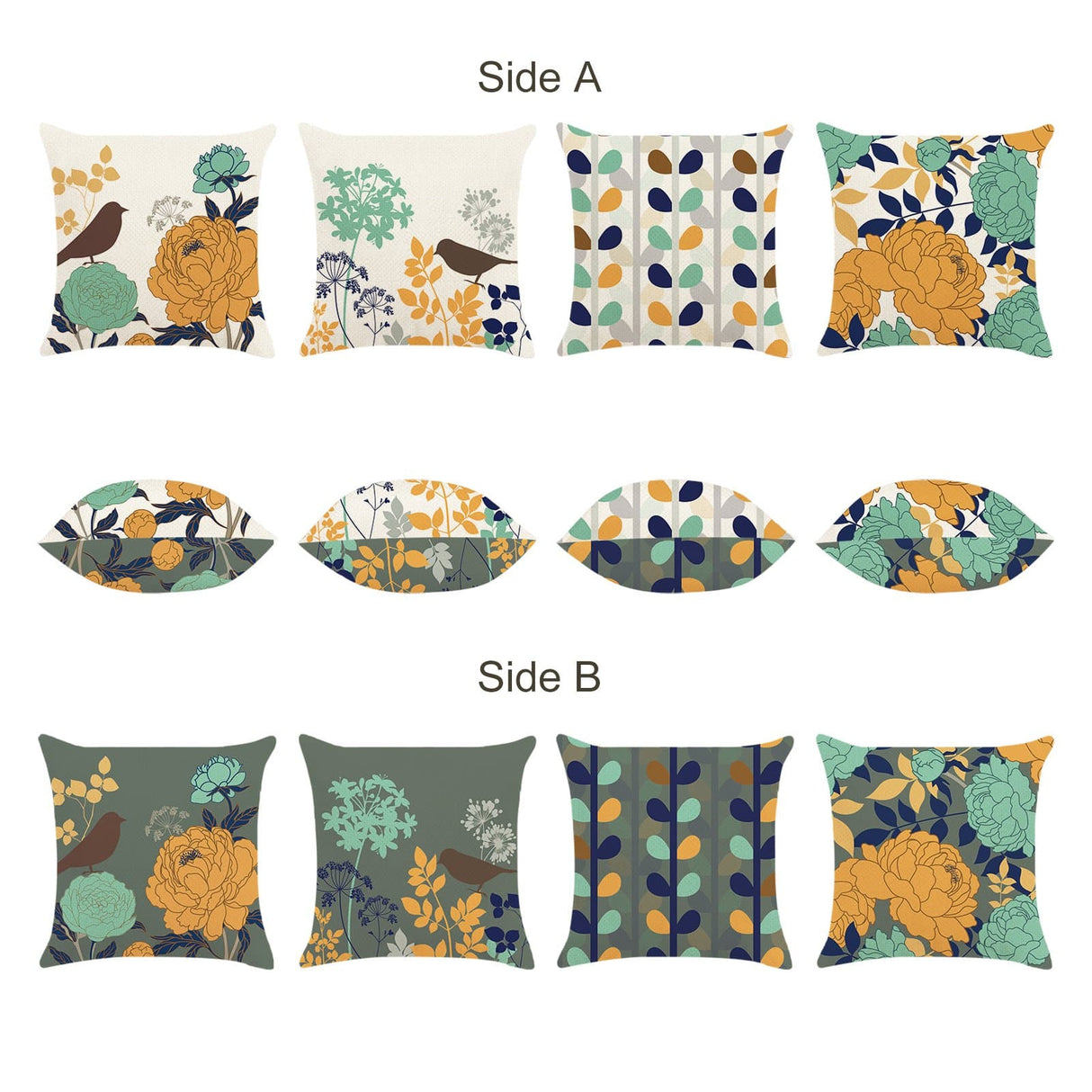 Flower Bird Throw Pillow Covers