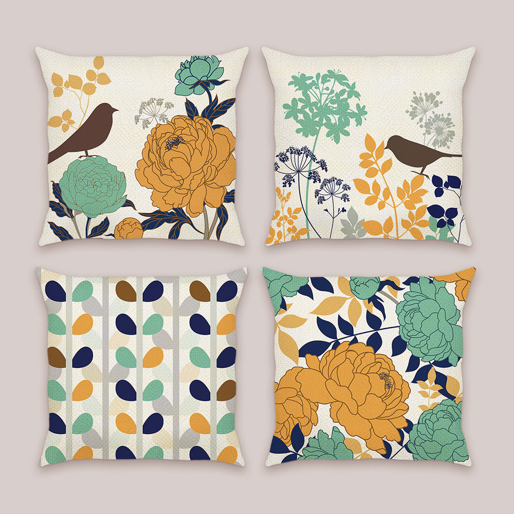 Flower Bird Throw Pillow Covers