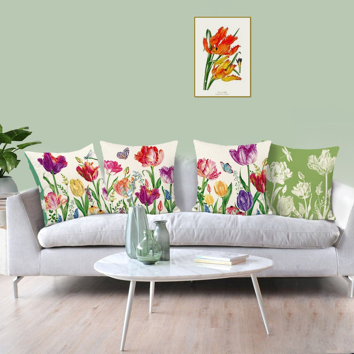 Tulip Floral Throw Pillow Covers