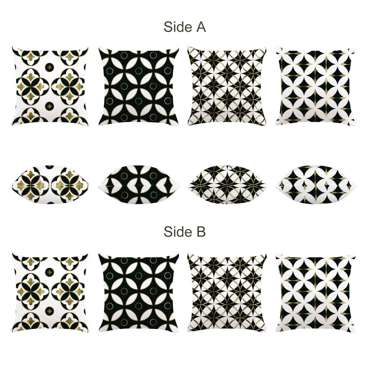 Black Gold Geometric Throw Pillow Covers