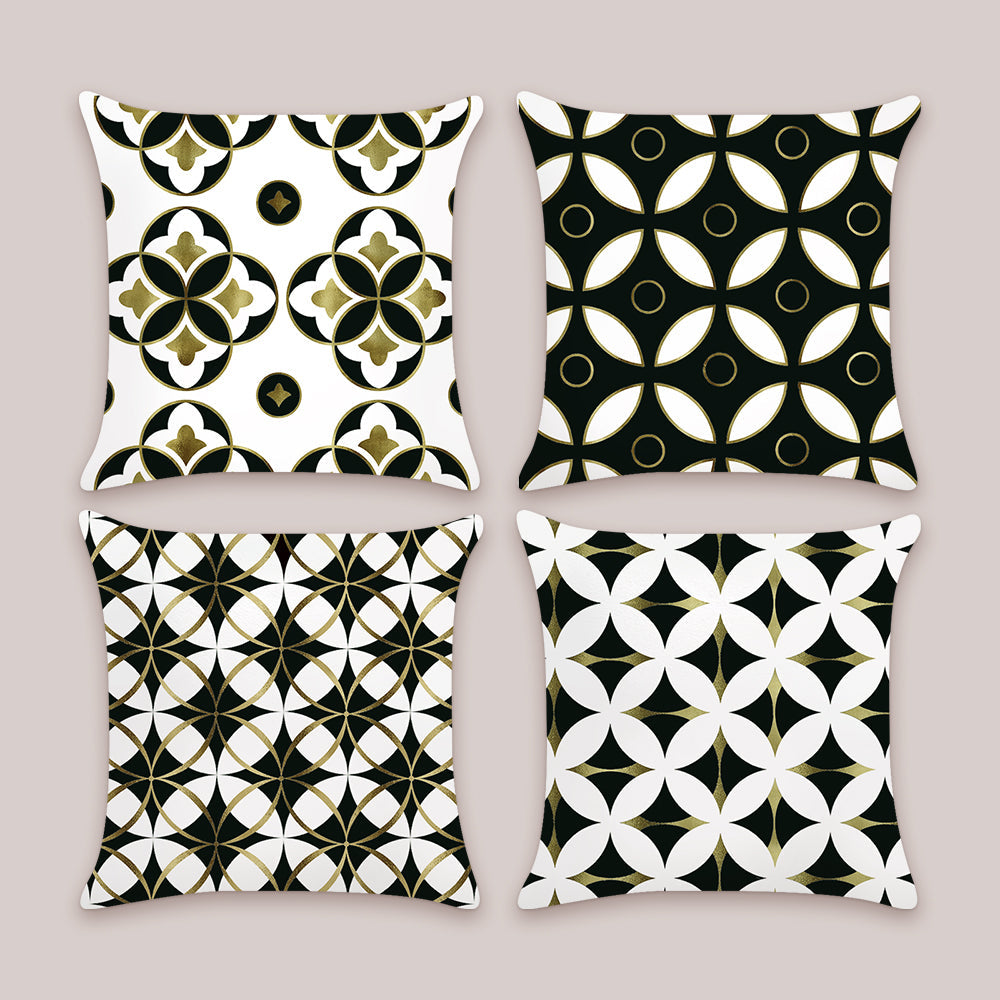 Black Gold Geometric Throw Pillow Covers