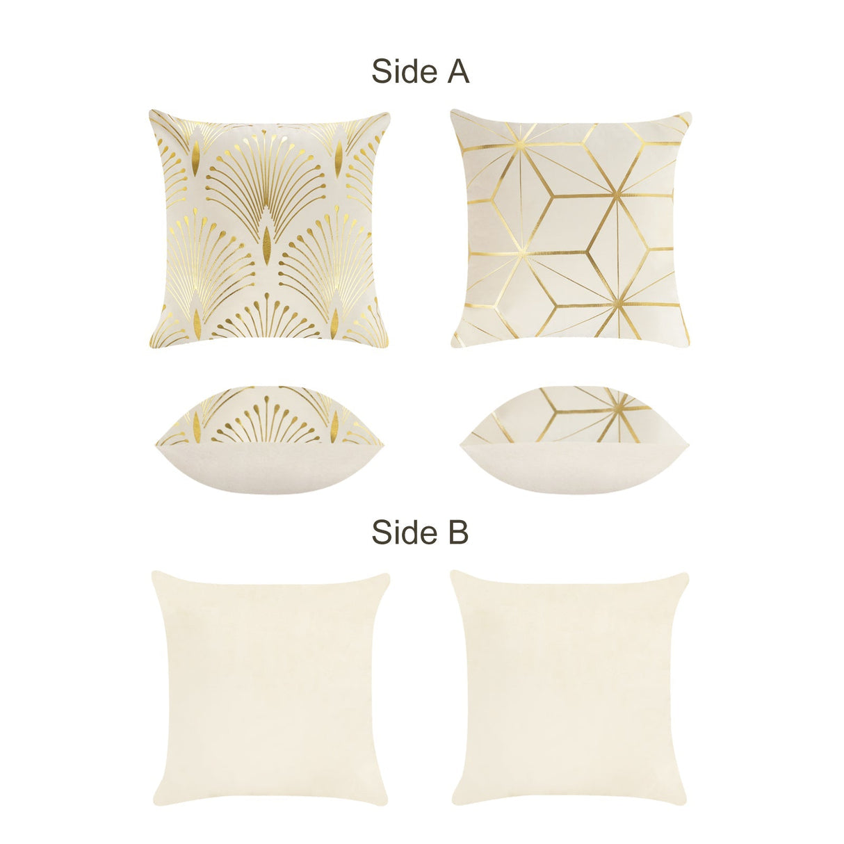 Gold Foil Geometric Throw Pillow Covers