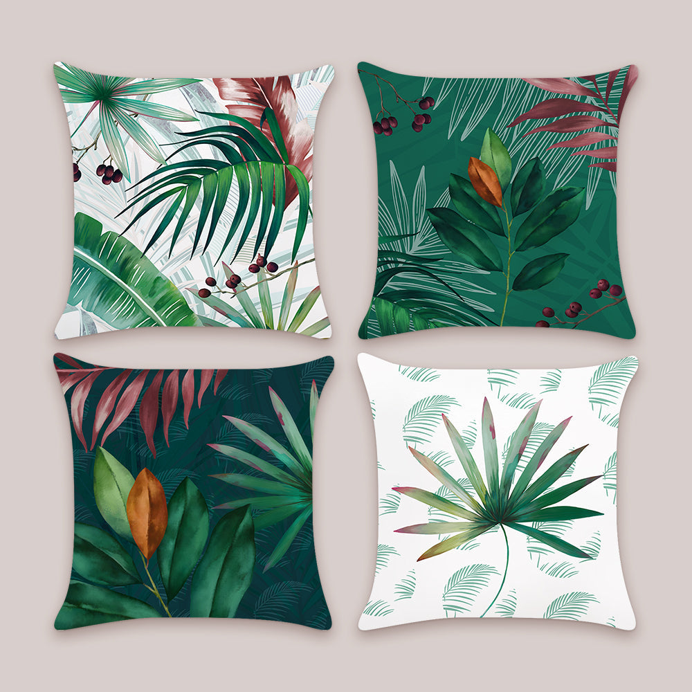 Tropical Leaves Throw Pillow Covers