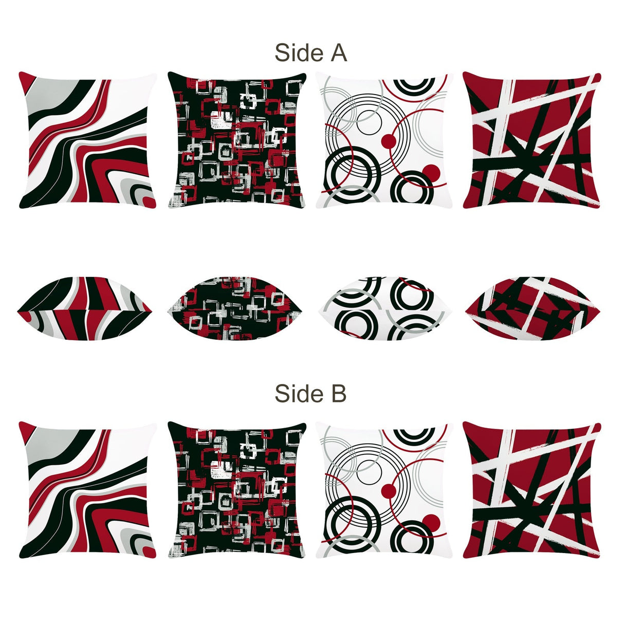 Red Black Geometric Throw Pillow Covers