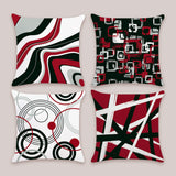 Red Black Geometric Throw Pillow Covers