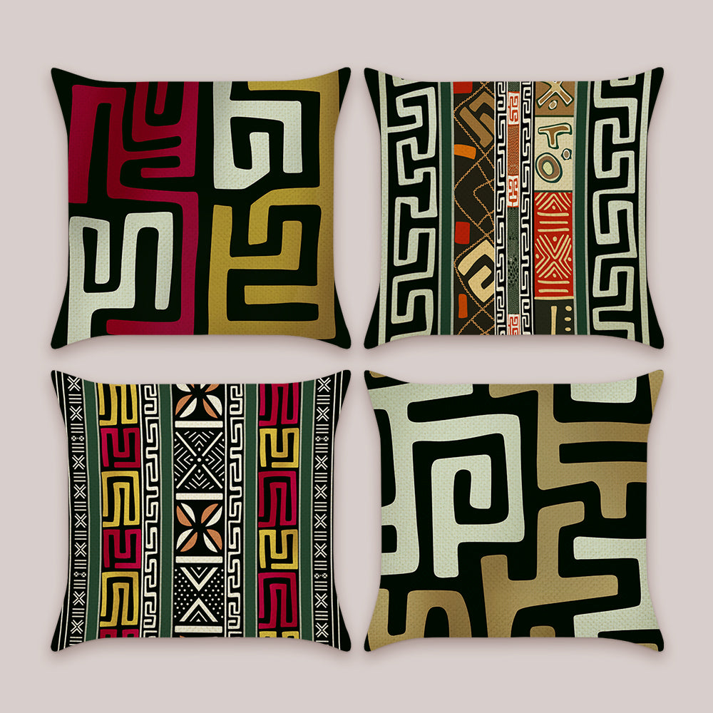 African Tribal Geometric Throw Pillow Covers