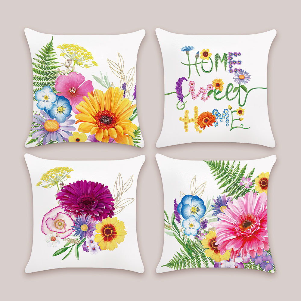 Spring Flower Throw Pillow Covers