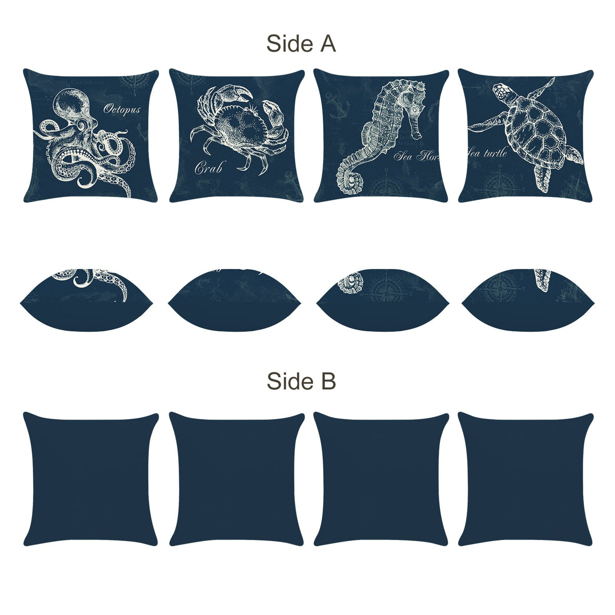 Ocean Nautical Blue Throw Pillow Covers