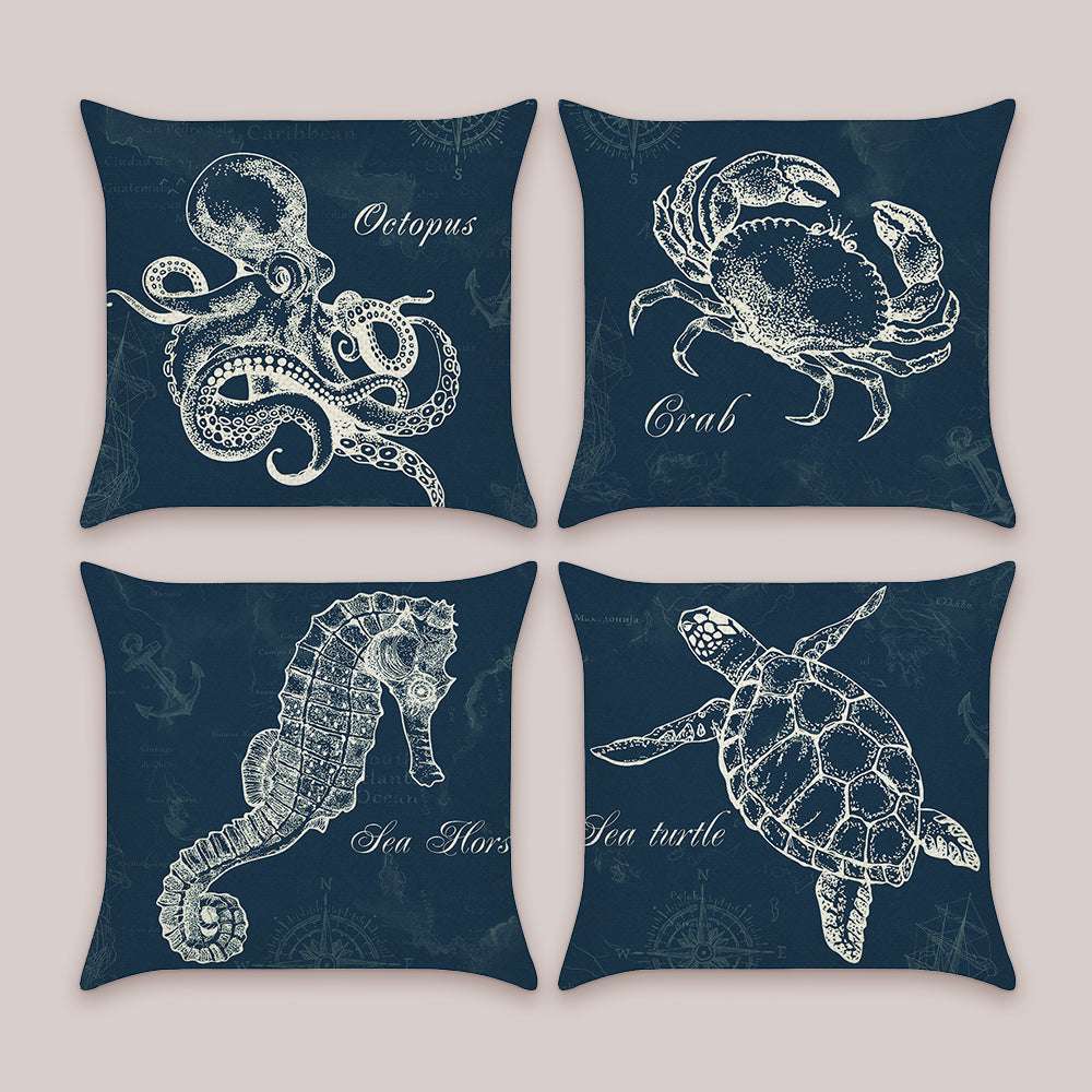 Ocean Nautical Blue Throw Pillow Covers