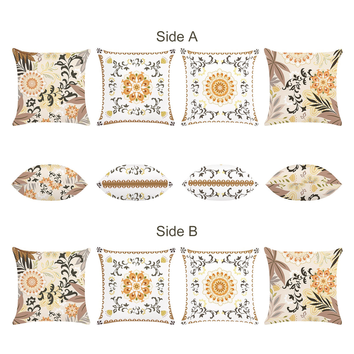 Boho Flower Leaves Throw Pillow Covers