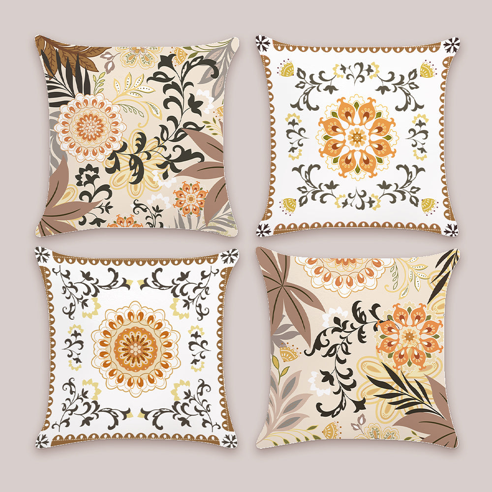 Boho Flower Leaves Throw Pillow Covers