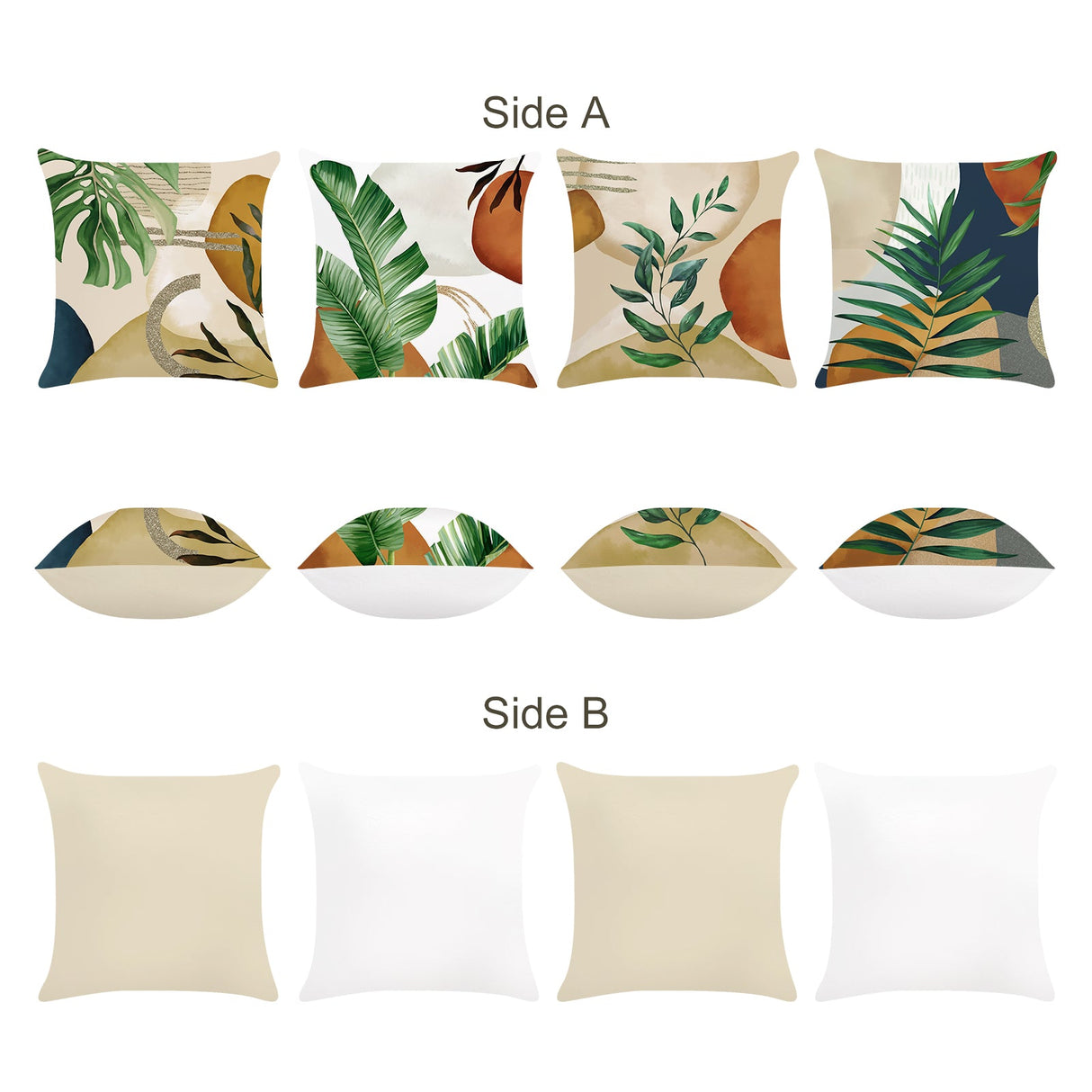 Boho Tropical Leaves Throw Pillow Covers