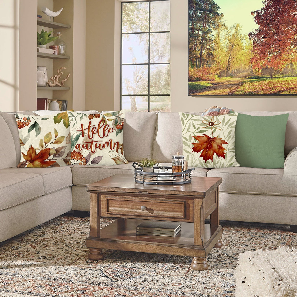 Fall Maple Leaves Throw Pillow Covers