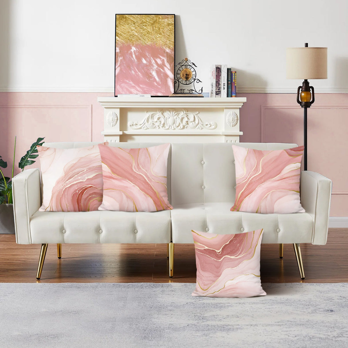 Pink Marble Throw Pillow Covers