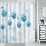 Blue Dandelion Shower Curtain