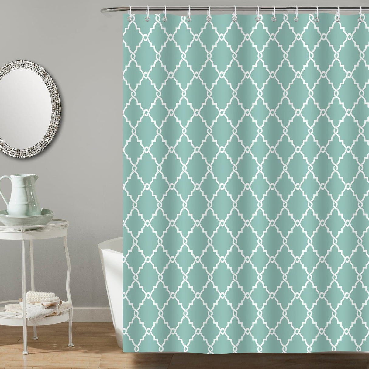 Green Geometric Shower Curtain