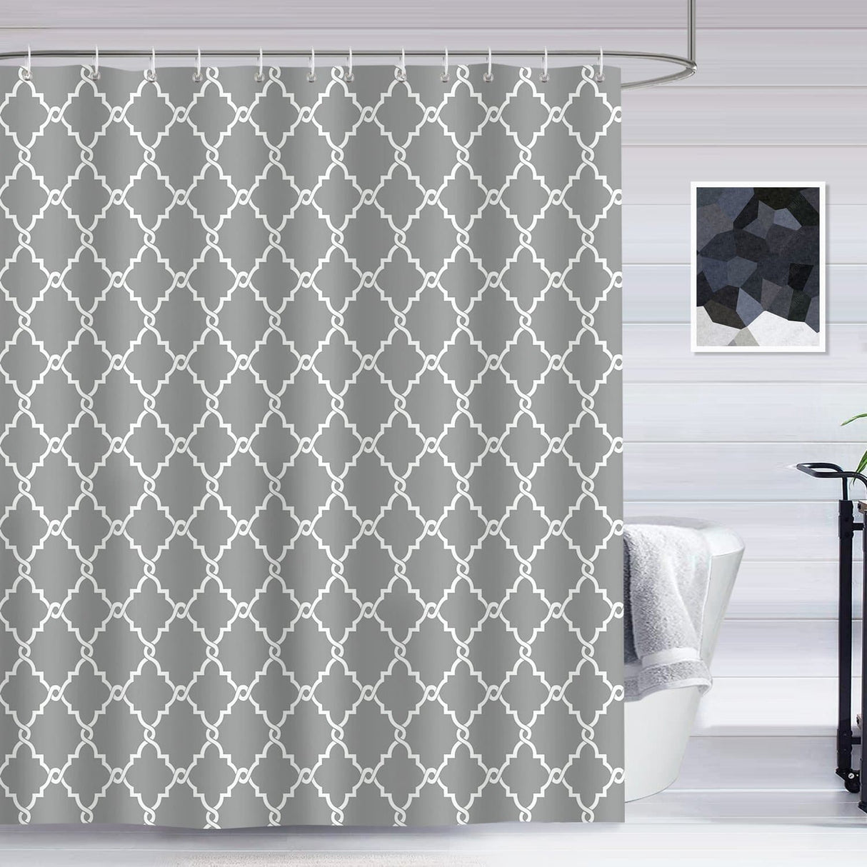 Grey Geometric Shower Curtain