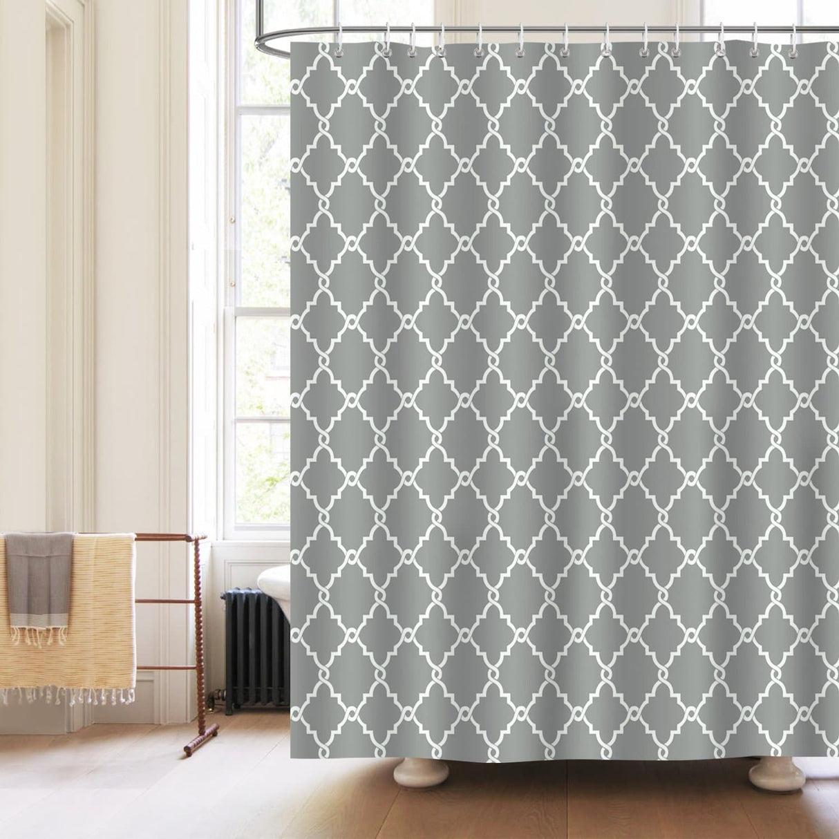 Grey Geometric Shower Curtain