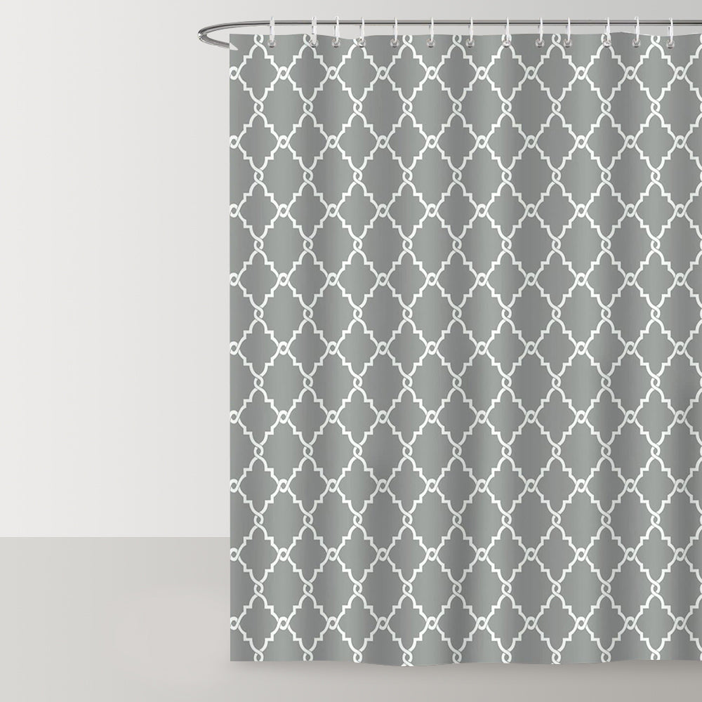 Grey Geometric Shower Curtain