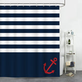 Navy Blue Stripe Shower Curtain