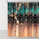 Green Marble Geometric Shower Curtain